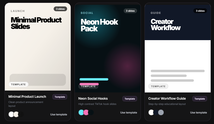 Custom slide templates in Cine