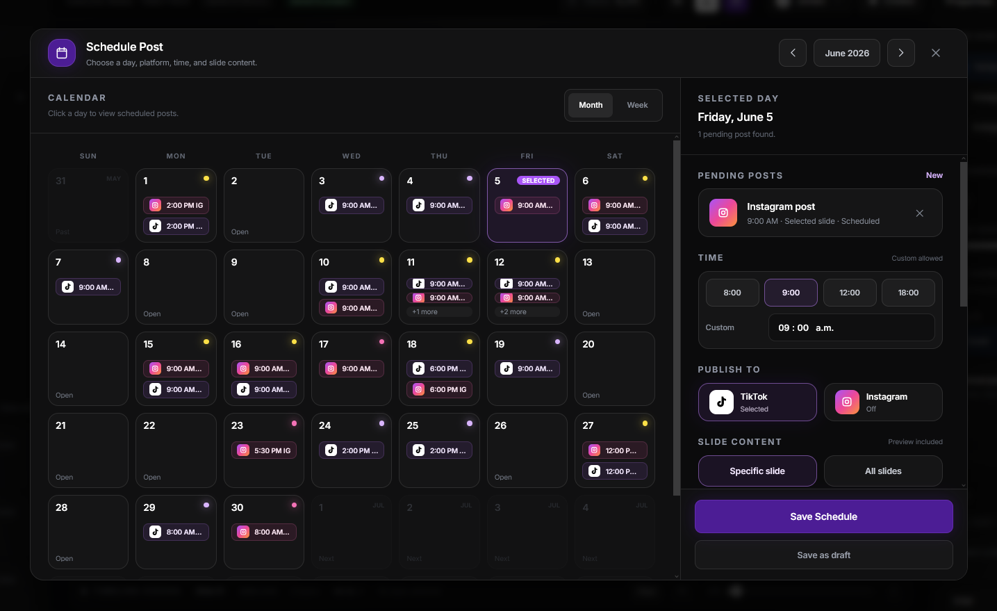 Cine scheduling and content planning interface
